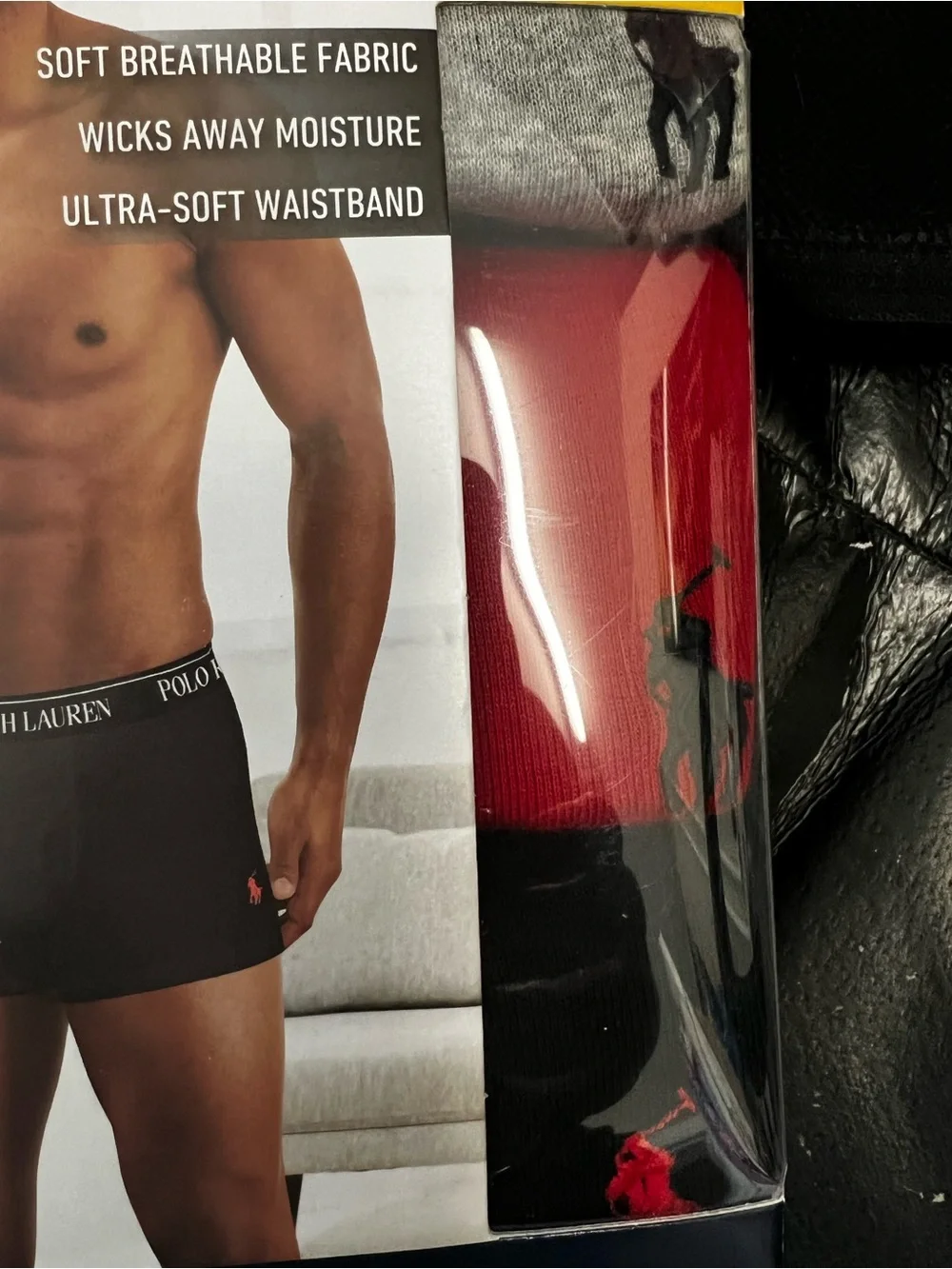Polo by Ralph Lauren Men’s Red & Black Classic Fit Cotton Trunks - 3 Pack